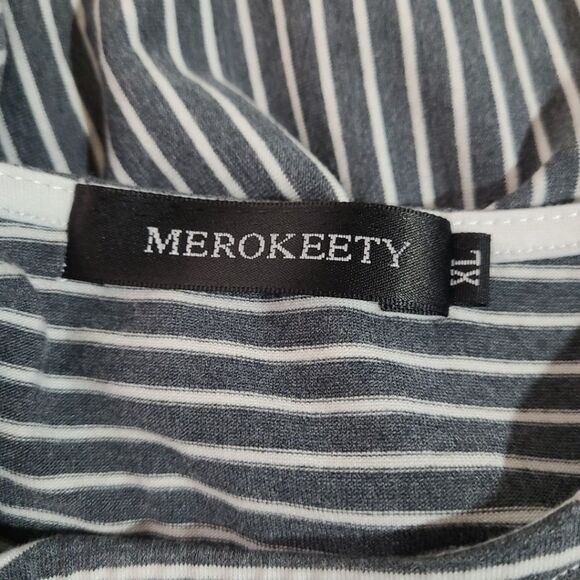 Merokeety Womans 3/4 Ballon Sleeve Striped High Waist Dress - Picture 7 of 9